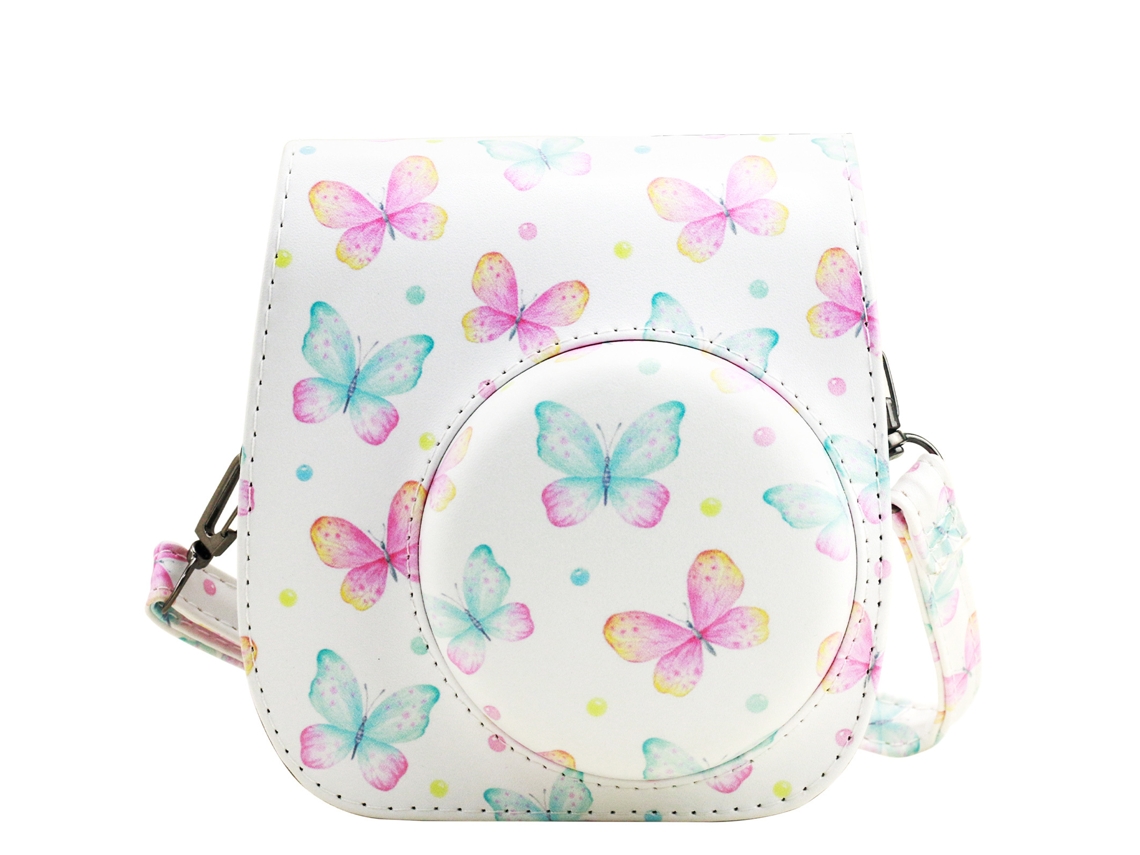 Estuche Eifson para Instax Mini 11 y 12, de piel sintética con correa (mariposa rosa)