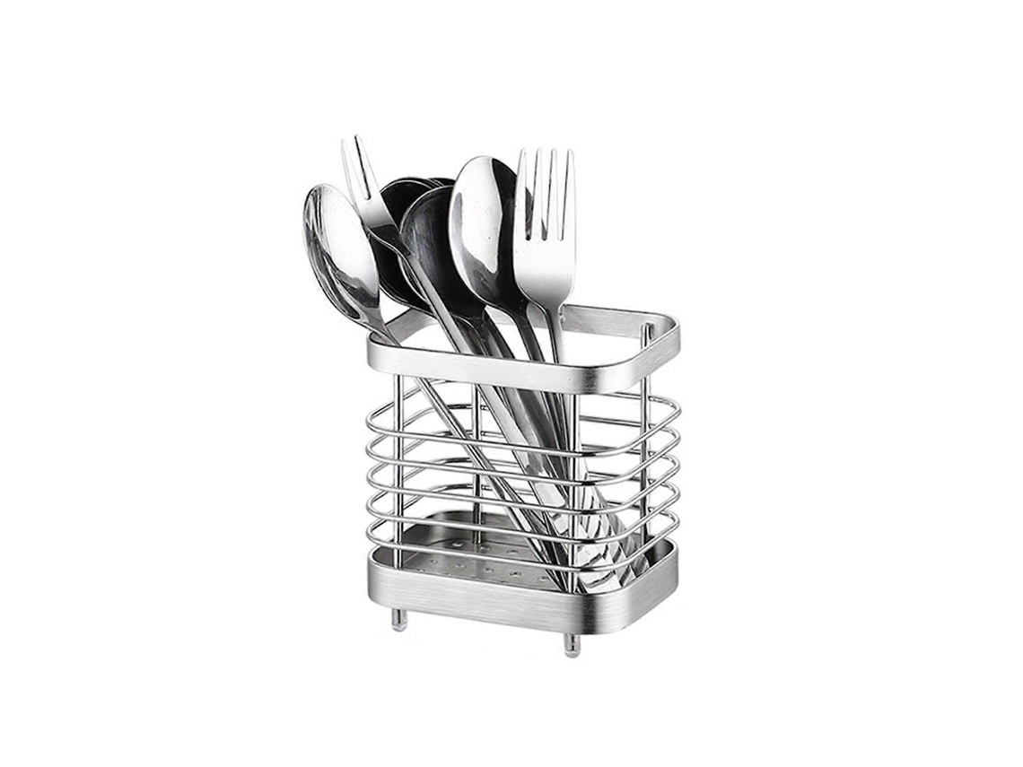 Porta Cubiertos De Acero Inoxidable Para Cocina Organizador De Lavaplatos Estante Escurridor Multifuncional E Plata