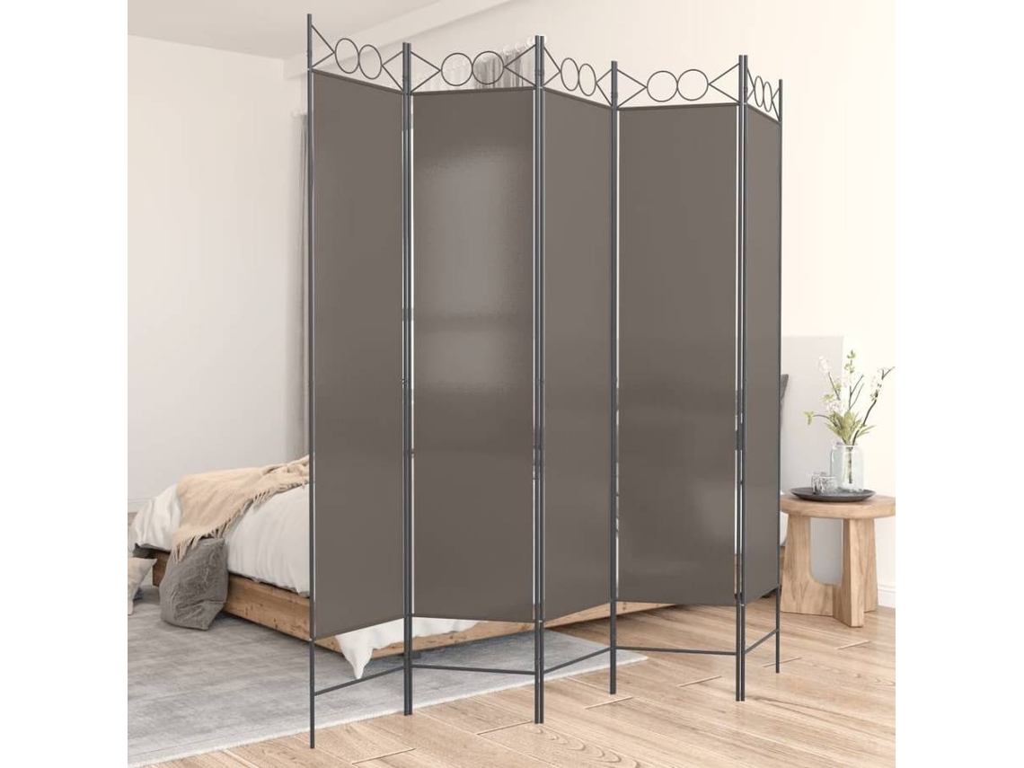 VIDAXL Biombo Divisor De 5 Paneles De Tela Gris Antracita 200x200 cm
