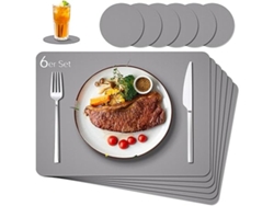 Juego De 6 Manteles Individuales Lavables (con Posavasos), Con Aspecto De Piel En Ambos Lados, Para La Cocina.