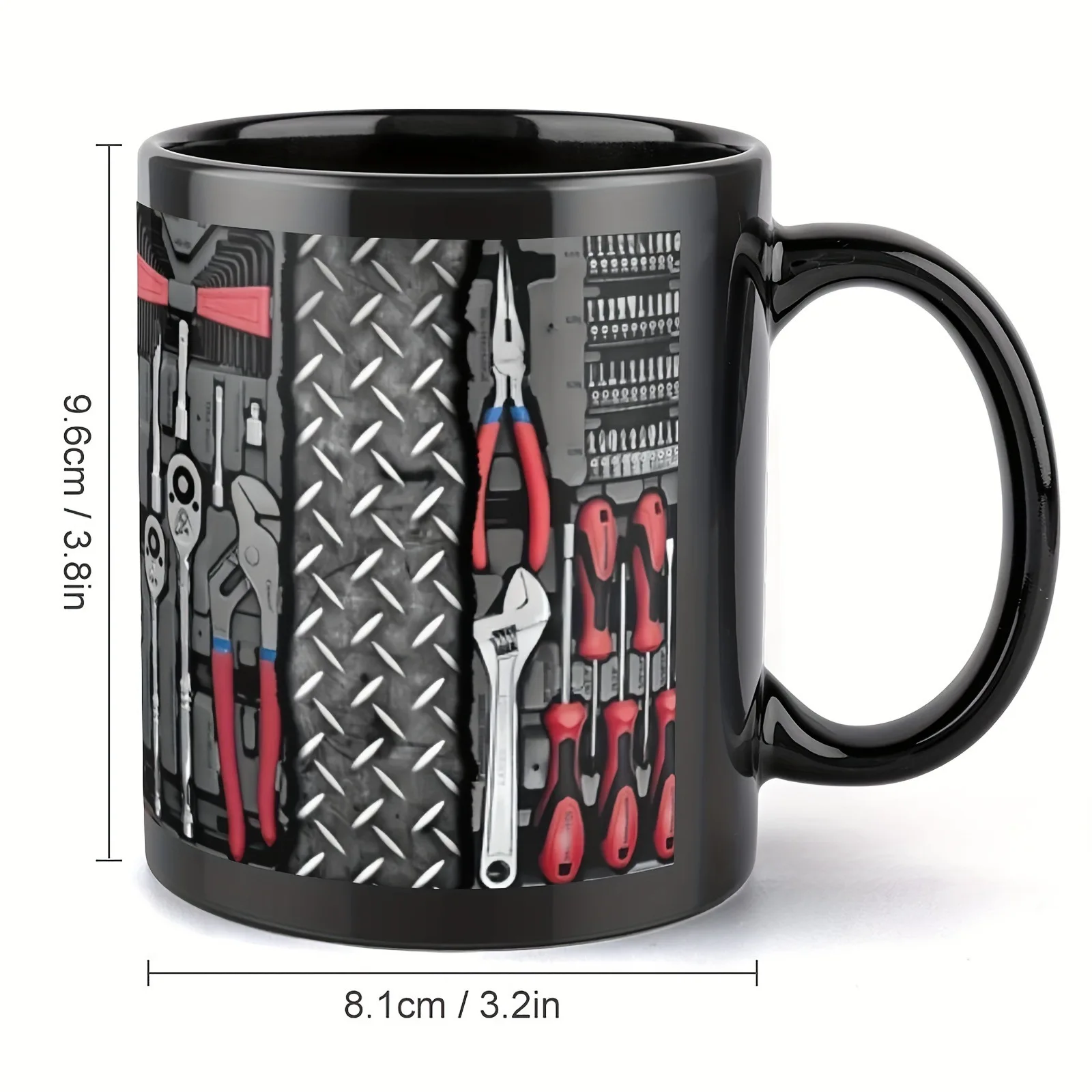 Taza de cerámica Creative Toolbox, taza de té con leche 3D, taza de desayuno personalizada. MDUG (360 ml)