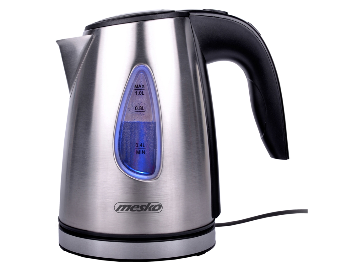 Hervidor Agua Eléctrico 1 Litro Acero Inoxidable, Sin Bpa, Inalámbrico, Apagado Automático Mesko Ms1351 Acero Inoxidable
