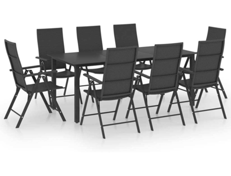Conjunto 9 de comedor para jardín VIDAXL negro