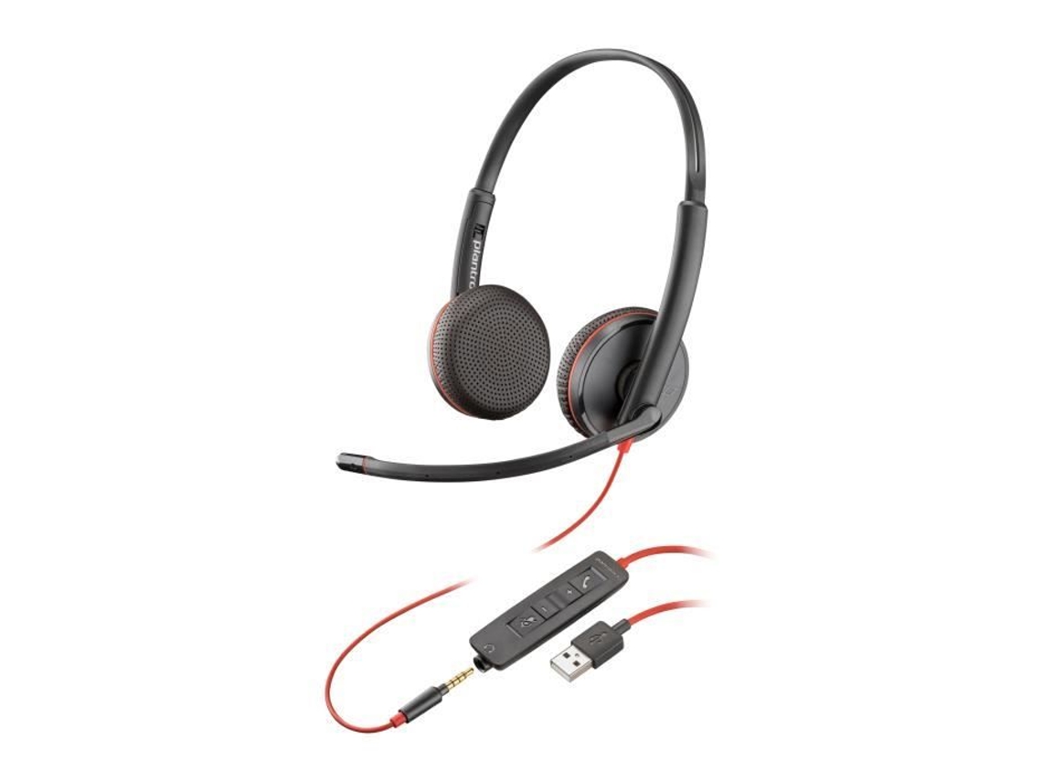 Auriculares con cancelación activa de ruido Nfc, estéreo, circumaurales, superiores, HP Poly Blackwire C3225