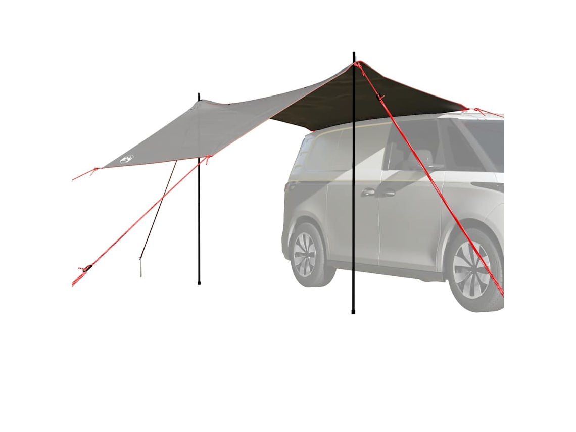 Tienda de campaña impermeable para coche, gris y naranja.