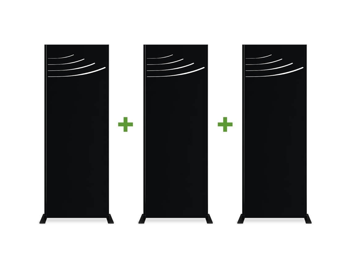 Conjunto de 3 paneles decorativos VELETA Negro H.160cm motivos