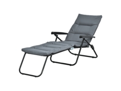 Tumbona Plegable Reclinable 6 Posiciones, Colchón, Gris, 153x58x89cm