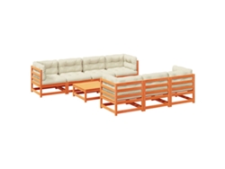Maison Exclusive - Set De Sofás Jardín 8 Pzas Con Cojines Madera Pino Marrón Cera