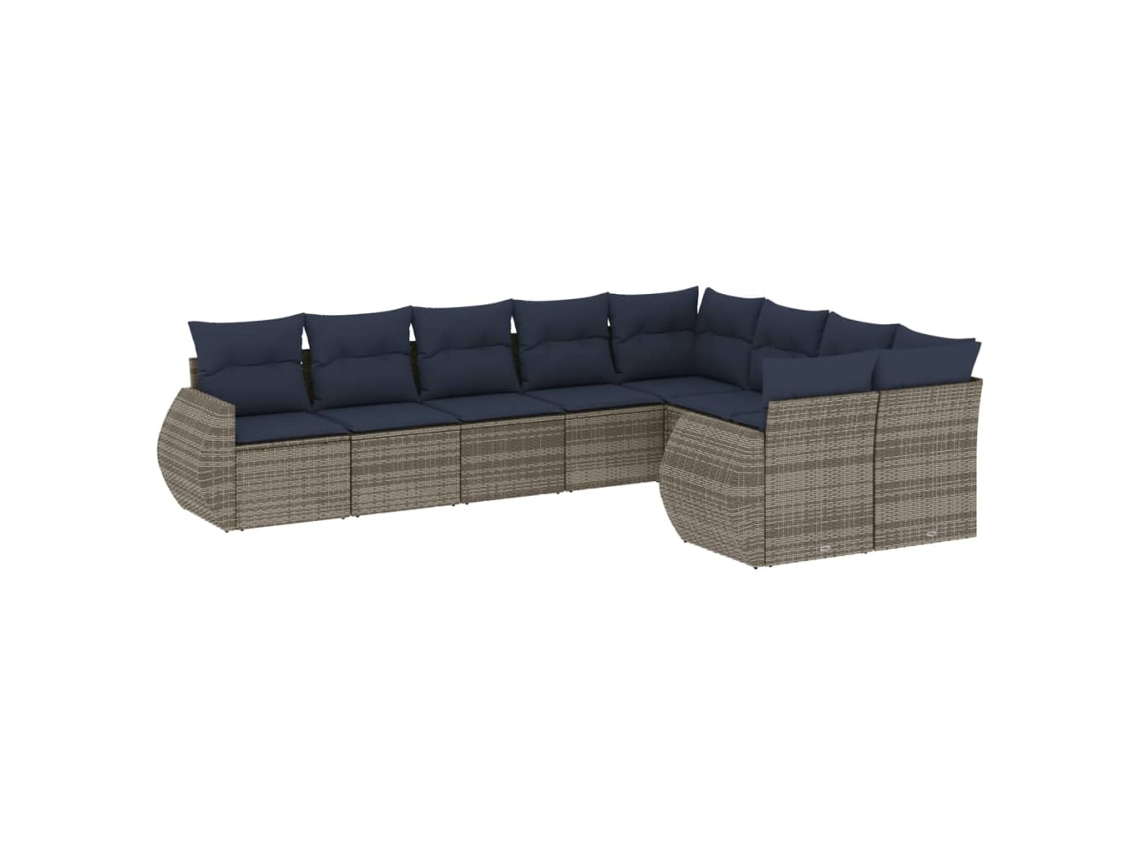 Maison Exclusive - Conjunto De Sofá De Jardín De 9 Piezas Con Cojines, Poliratán Gris
