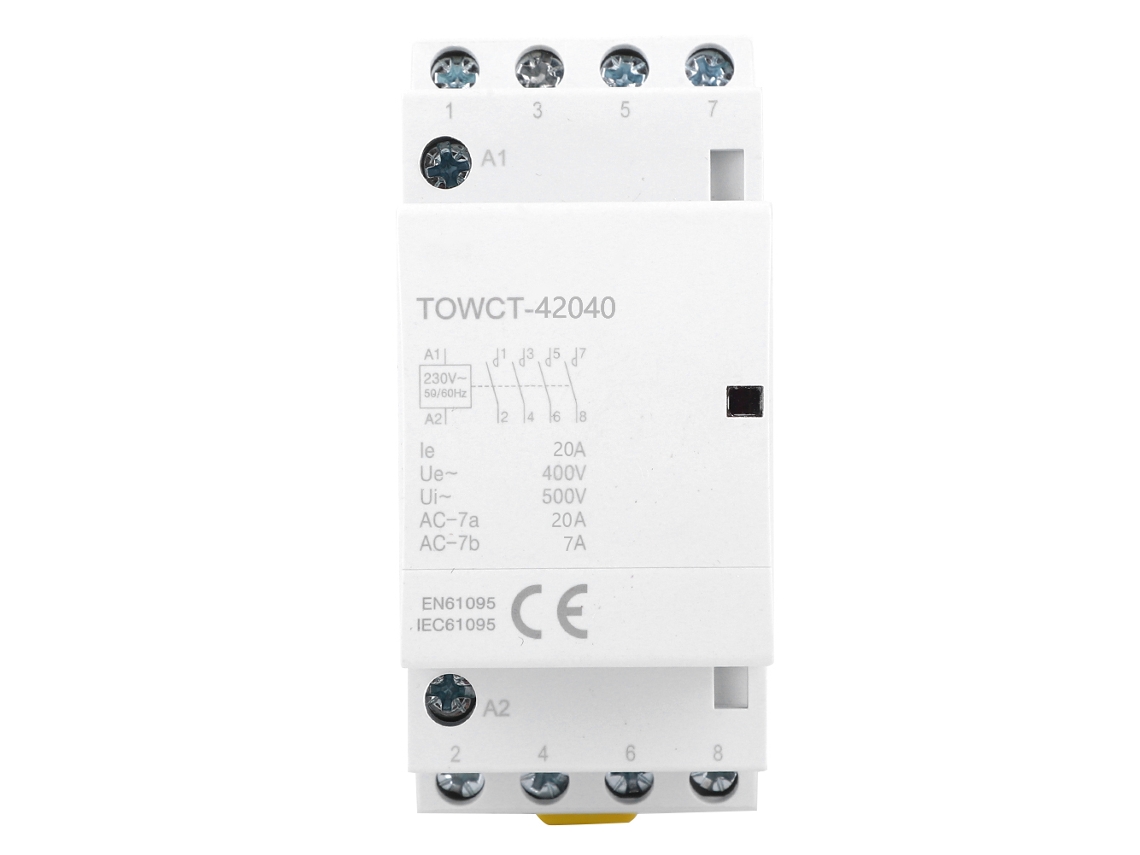 Contactador Ac 4p 20a 230/240v Din Rail 35mm 4no Ip40 Operación Automática Hogar