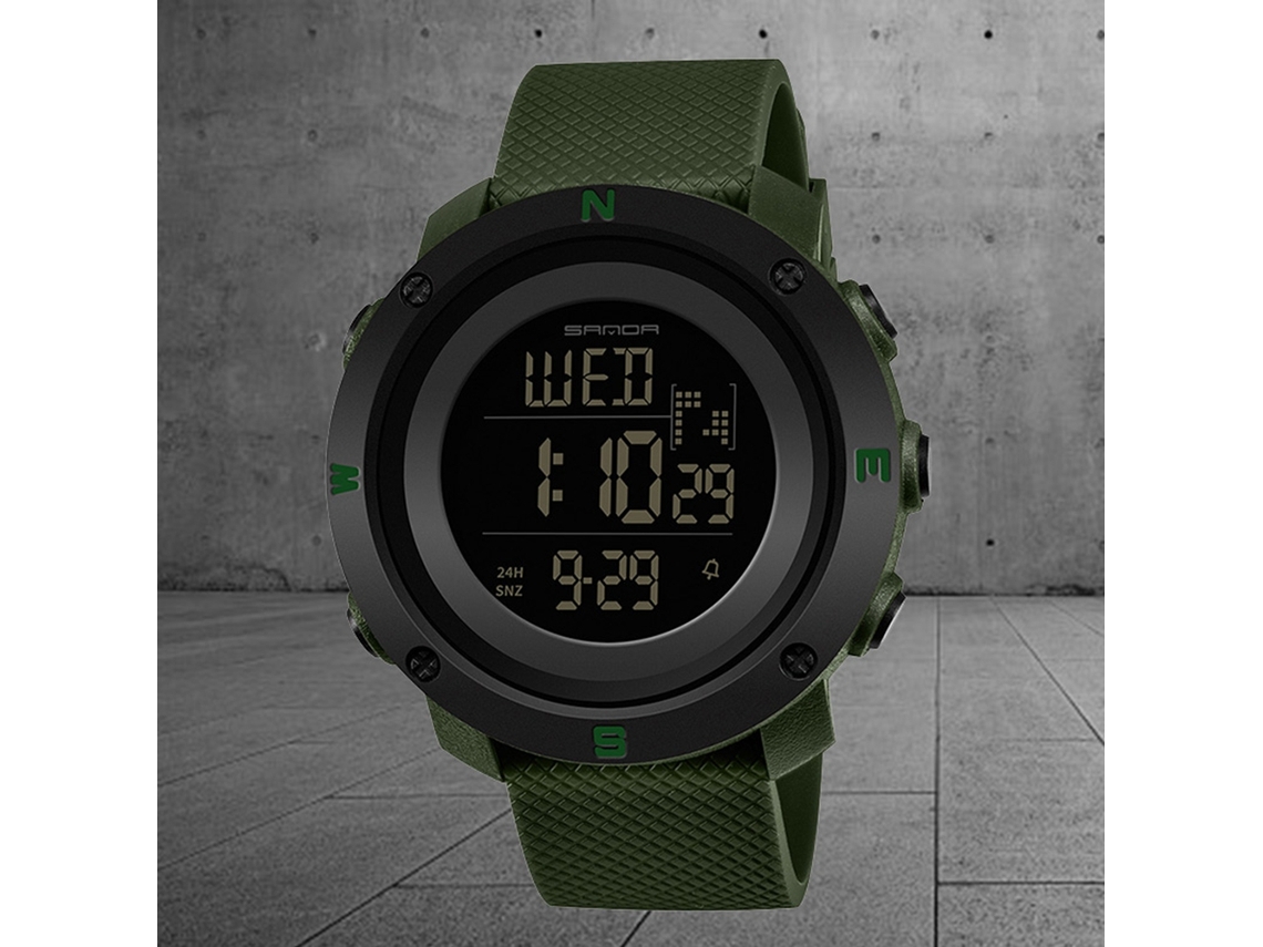 Reloj Digital Deportivo Impermeable Luminoso Multifuncional Para Hombre Niño Verde(l)