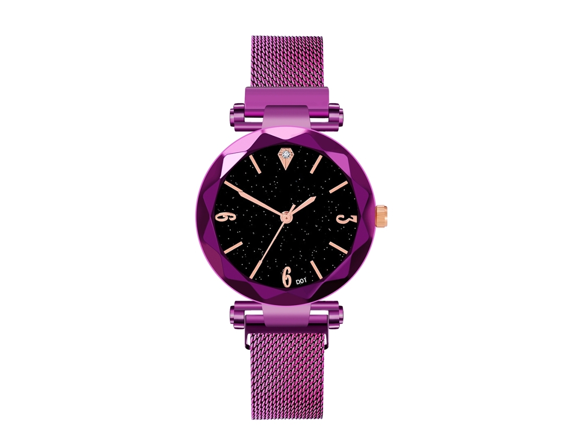 Reloj De Pulsera Casual De Negocios Para Hombre Zhoulianfa Con Correa De Malla, Cuarzo Morado