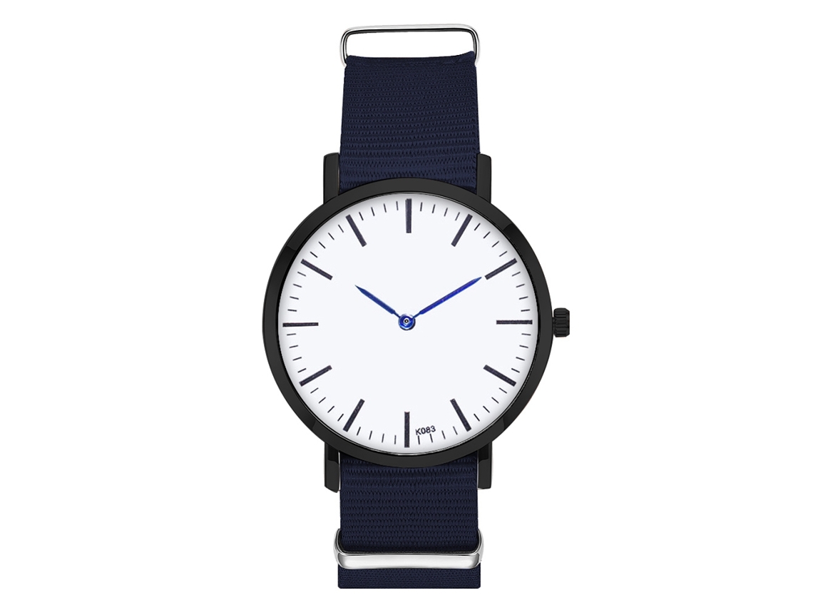 Reloj De Moda Para Hombre Y Mujer, Correa De Nailon, Esfera Redonda, Movimiento De Cuarzo, Azul Real, Para Parejas.