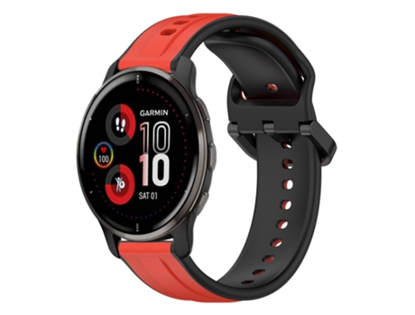 Correa de reloj inteligente para Garmin Venu 2 Plus 20 mm Bucle convexo de silicona bicolor (rojo + negro)