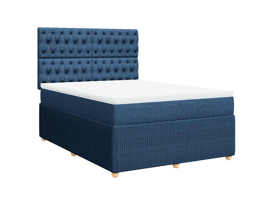 Maison Exclusive - Cama Box Spring Con Colchón Tela Azul 140x190 Cm