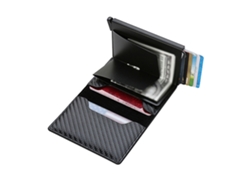 Cartera Delgada De Fibra De Carbono Para Hombre Con Múltiples Ranuras Para Tarjetas, Antimagnética Y Compacta.