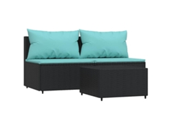 Maison Exclusive - Set De Muebles De Jardín 3 Pzas Y Cojines Ratán Sintético Negro