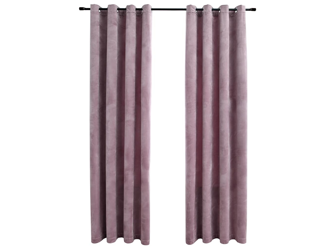Maison Exclusive - Cortinas Opacas Anillas 2 Uds Terciopelo Rosa Viejo 140x225 Cm
