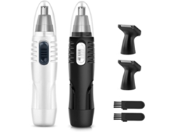 Recortador de vello nasal y de orejas, paquete de 2 cuchillas de doble filo, acero inoxidable, profesional para depilación nasal, funciona con pilas, blanco y negro, Yemaesre