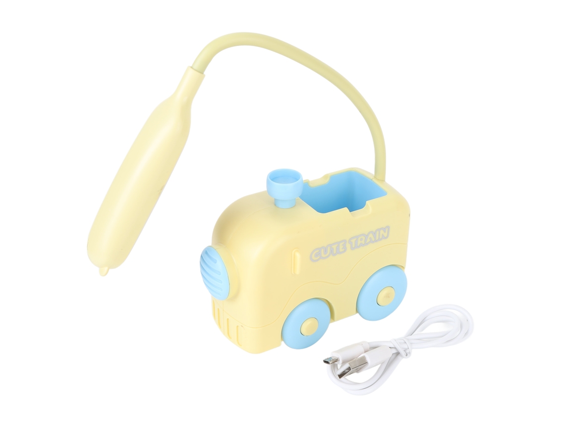 Bj-lâmpada De Mesa Led Mini Trem Para Crianças Com Proteção Ocular, Porta-canetas E Carregamento Usb Amarela