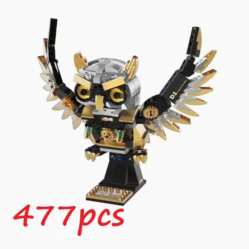 (t7003 Juego de ensamblaje de búho creativo de 477 piezas), que contiene 477 bloques de construcción.
