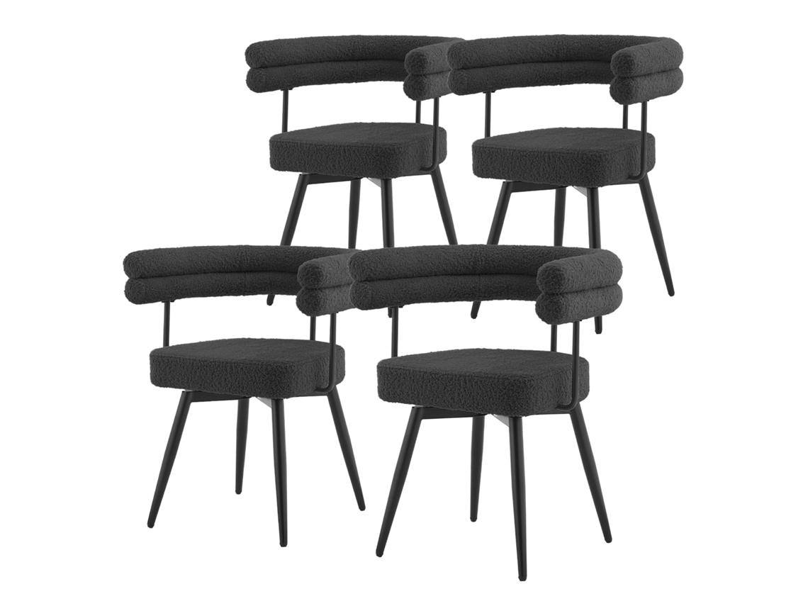 4x Sillas De Comedor Ml-design Giratorias 360°, Tapizado De Teddy Gris Oscuro, Ergonómicas