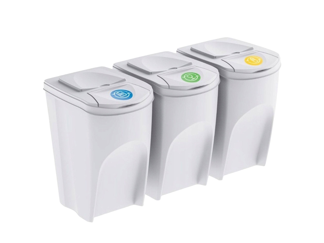Conjunto de 3 Cubos de Basura-Cubo Blanco Sucio 3X35L WELLHOME