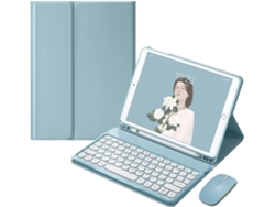 Funda con teclado para iPad 9 (2021), iPad 8 (10,2 pulgadas), iPad 7 (Air 3 Pro) y iPad 10,5 (10,5 pulgadas), con ratón, teclas redondas retro de colores, funda con teclado extraíble.