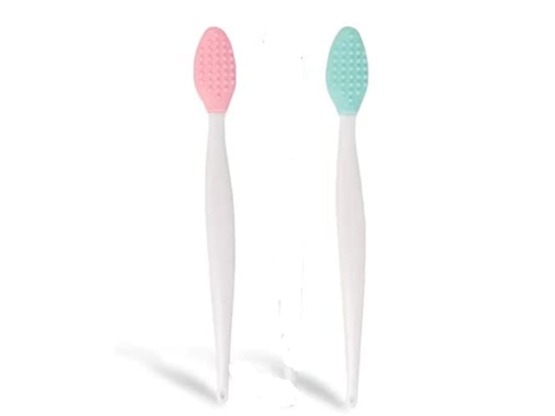 2 Pinceles De Labios De Silicona Bicolor, De Doble Cara Para Exfoliar Y Masajear Los Labios (verde, Rosa)