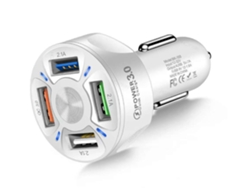 Cargador Coche Puertos Qc Rápido Usb Mechero Led Yemaesre Blanco