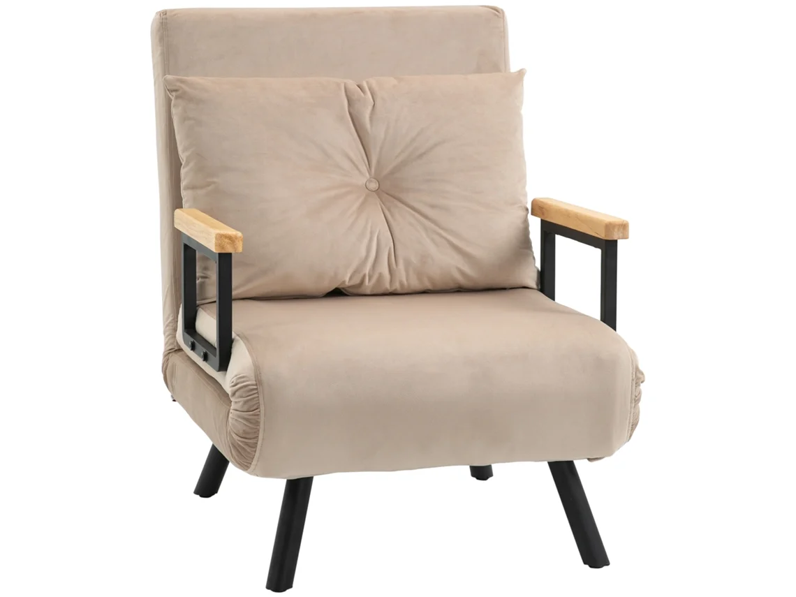 Sofá Cama/sillón/cama 4 En 1 Con Respaldo Ajustable (5 Posiciones), 63x73x81cm, Color Beige.