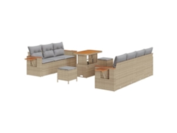 Maison Exclusive - Conjunto de sofás de jardín de 13 piezas, mimbre beige y gris claro