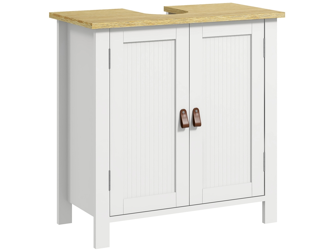 Móvel Para Lavatório Pousar Móvel Para Lavatório Em Pé Com 2 Portas E Prateleira Ajustável Sem Lavatório 60x30x60 Cm Branco