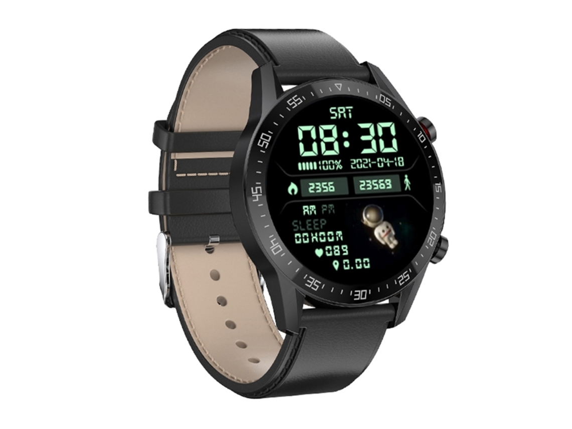 Reloj Inteligente Con Pantalla Ips De 1,28 Pulgadas Y Correa De Cuero, Compatible Con Llamadas Bluetooth Y Monitoreo Del Sueño (negro)