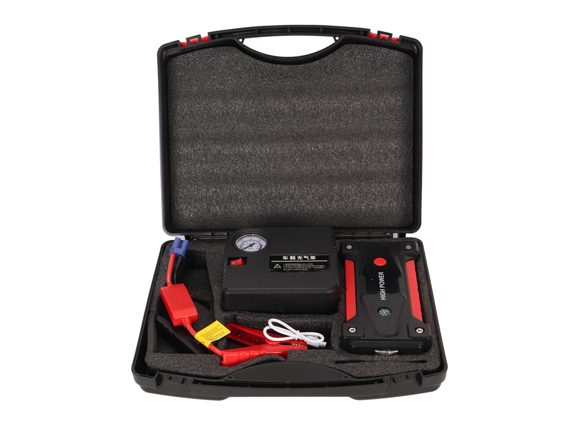 Arrancador De Emergencia Para Coche 1600a 12000mah 12v Inflador 150psi Luz Led Portátil