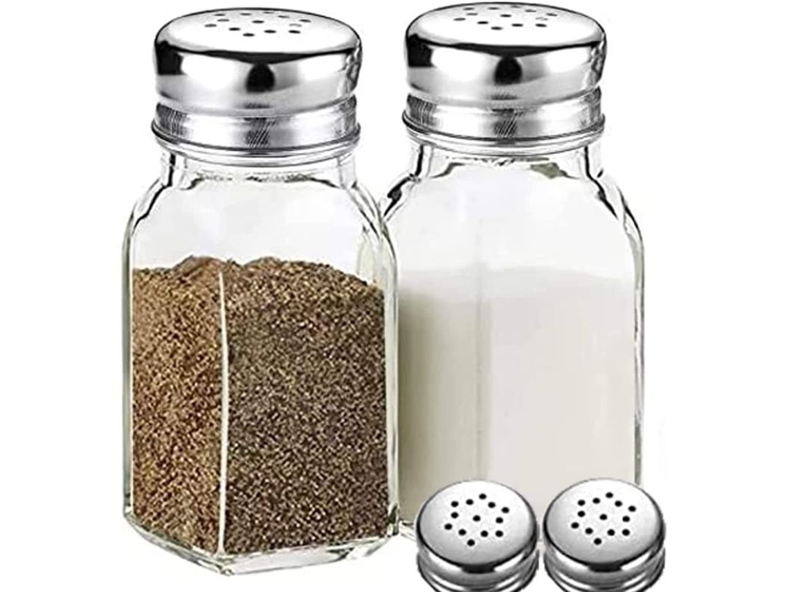 Juego De Salero Y Pimentero De Vidrio Con Tapa De Acero Inoxidable - Frascos Decorativos Para Especias Para La Cocina