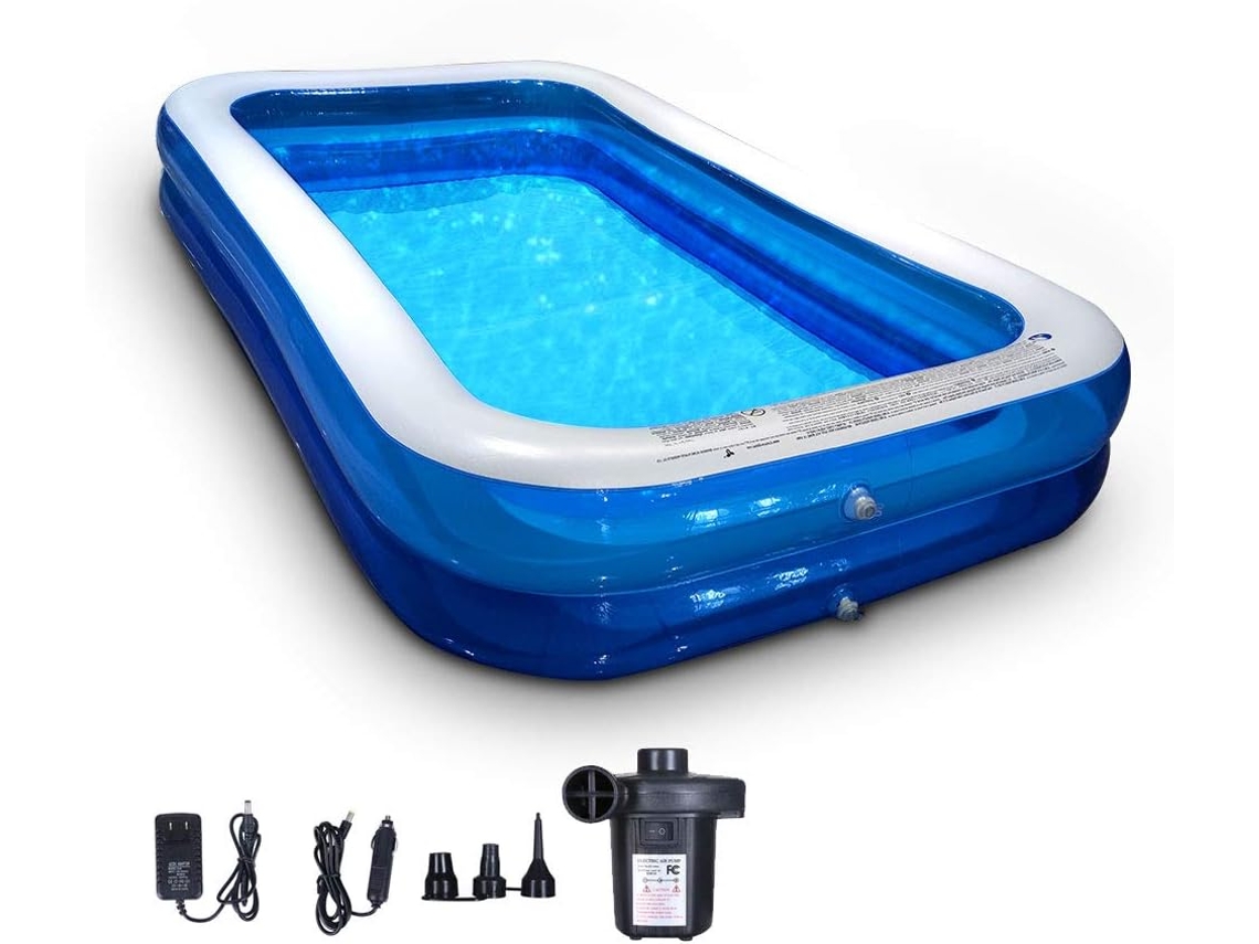 - Piscina Inflable Para Familias Sobre El Suelo Con Bomba De Aire Al Libre Tamaño Completo (azul)