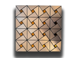 Principal! Azulejo Autoadesivo Em Alumínio Acetinado Real Com Pastilhas De Vidro 30x30cm (espessura 3mm) Cor Cobre