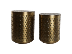 Set 2 Mesita Auxiliar Metal Tapa Dorado 43x43x54cm