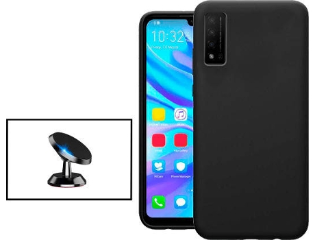 Kit Soporte Magnético de Coche y Funda Silicona Liquida TCL 20R 5G PHONECARE Negro