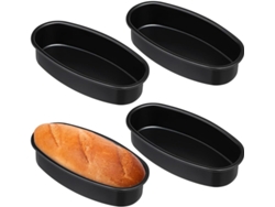 Juego de 4 moldes ovalados para tarta de queso, 23 x 11 x 5 cm, antiadherentes, ideales para pan, carne y Gokoco