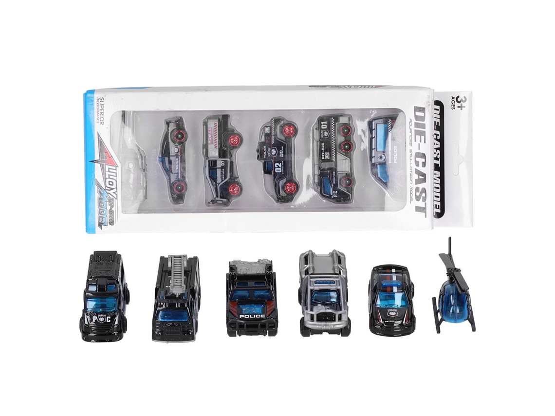 6pcs Modelos De Coches De Aleación Para Niños Juguetes Simulados De Coche Y Helicóptero Regalo Bonito
