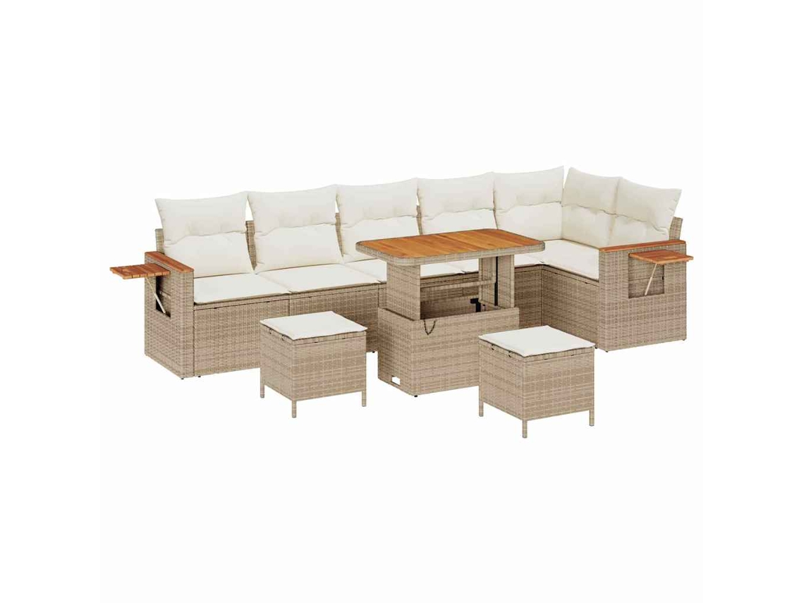 Maison Exclusive - Conjunto De Sofás De Jardín Con Cojín 11 Pcs Beige Y Crema