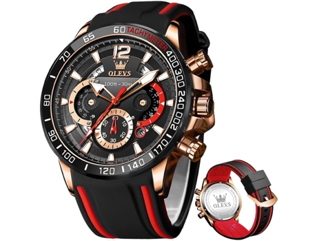 VEANXIN Reloj de acero inoxidable resistente al agua con cronógrafo de buceo profesional de silicona para hombre con fecha(negro)