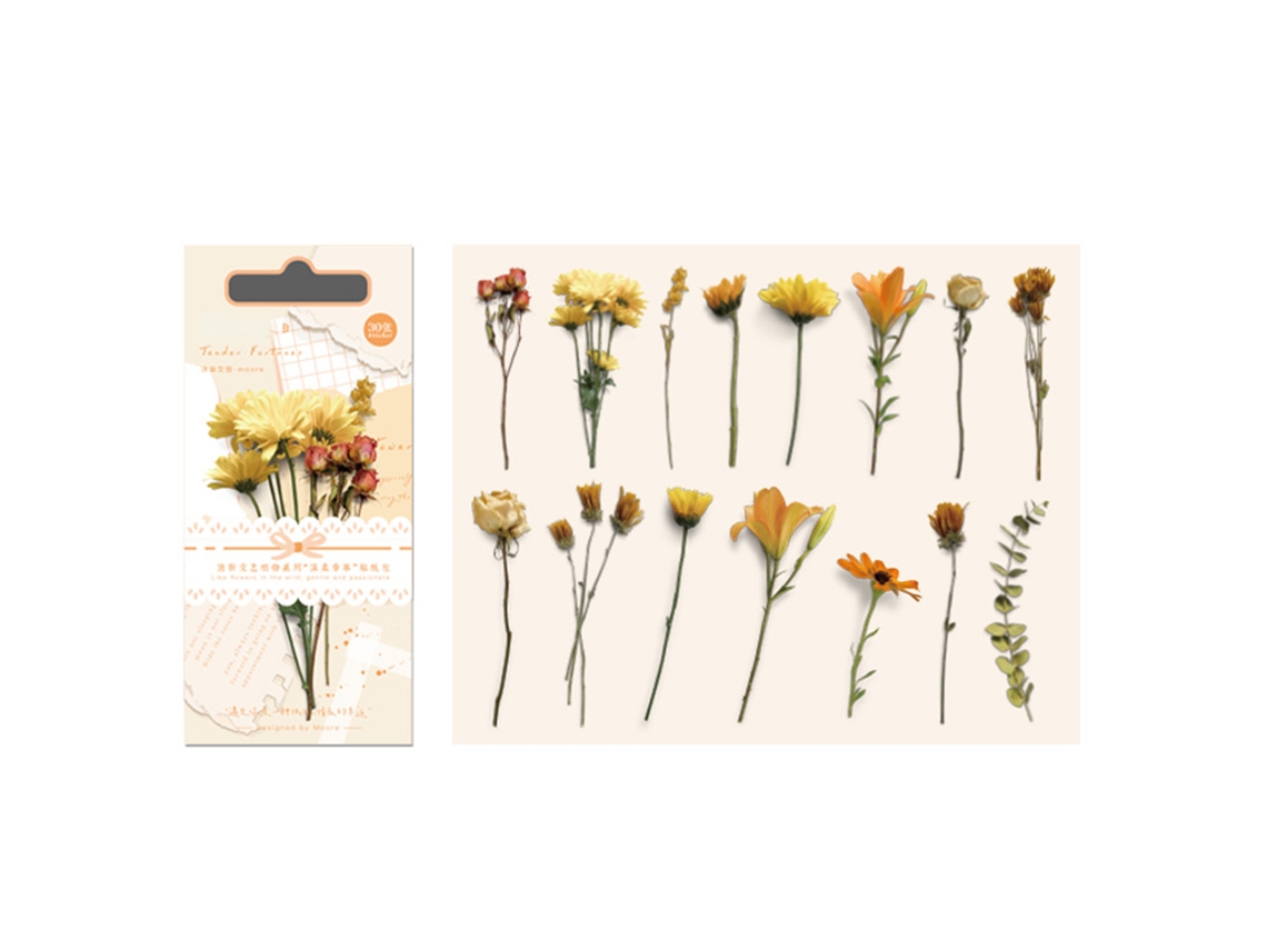 30pcs Vintage Plantas Flores Folhas Adesivos Vintage Retro Flor Planta Adesivos Decalques Para Laptop Scrapbooking Diário Planejador Cartão Fazendo Pô