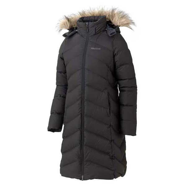 Marmot Wms Montreaux coat chaqueta de plumas aislante ligera 700 pulgadas abrigo para exteriores anorak resisten mujer casaco negro esquí