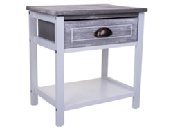 Mesita de Noche WANDERLUST DECO (Madera de Paulownia y Mdf - Blanco - 40 x 29 x 42 cm)