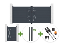 Puerta Batiente 3,5 M Life Alt. 160 Cm Gris + Puerta Peatonal 1 M Life Alt. 160 Cm + 4 Postes Elda + Motorización Tanker B250