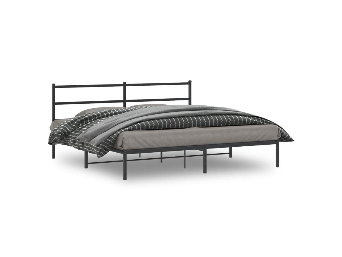 Estructura Cama Sin Colchón Con Cabecero Metal Negro 193x203 Cm