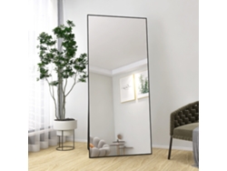 Espejo de pie, espejo de cuerpo entero con marco de aluminio, espejo de pared grande para sala de estar y dormitorio, 1800 x 800 mm, negro Rosahqnda